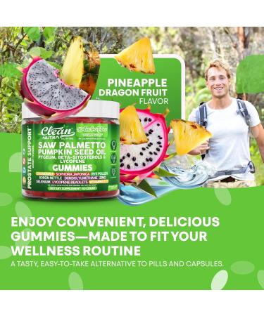 AndroFlow Saw Palmetto and Pumpkin Seed Oil Prostate Health Supplements for Men Pygeum Beta Sitosterol Lycopene Boron Zinc Selenium DIM Stinging Nettle Vitamin D 60 Gummy Supplements by Clean Nutra - Buy Online on GoSupps.com