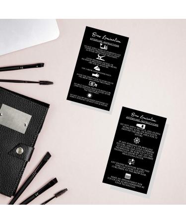 Brow Lamination Aftercare Instruction Cards | 50 Pack | 2x3.5 Business Card Size | DIY Brow Lift and Tint Kit | Snatched Brows - Black with White Icons - Buy Online on GoSupps.com