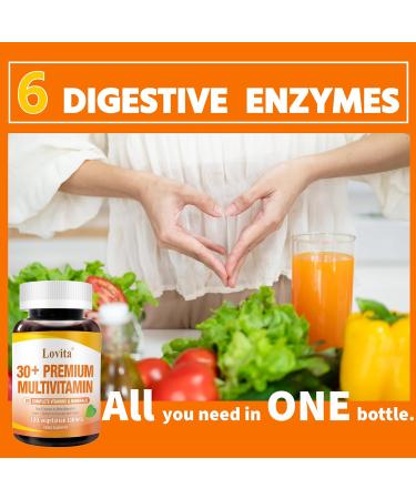 Lovita Premium Multivitamin for Adults 30+ with Enzymes Turmeric & Comprehensive Nutrient Support - 120 Vegetarian Tablets (Pack of 3) 360 Count (Pack of 1) Classic Packaging - Buy Online on GoSupps.com