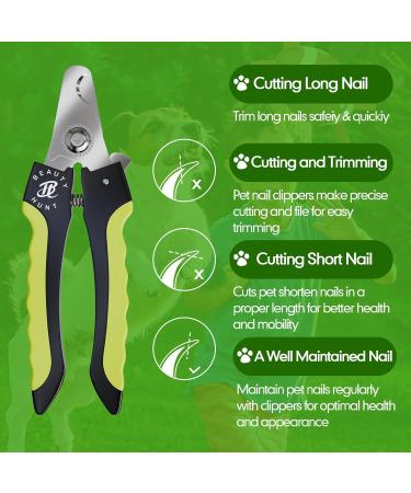 BeautyHunt Dog Nails Clippers | Pet Claw Trimmer for Large Medium Breeds | Safety Lock & Protective Guard | Black & Green - 16cm - Buy Online on GoSupps.com
