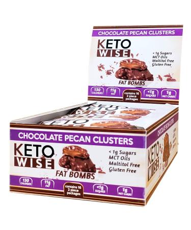 Keto Wise Fat Bombs - Chocolate Pecan Clusters - 16 packs 32g each