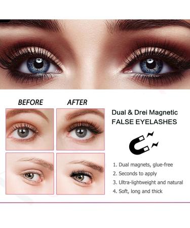 Magnetic 3D Eyelashes Set - Reusable Dual Magnetic False Lashes with Pink Accessories & Storage Box | 2 Pairs 8 Pieces - Buy Online on GoSupps.com