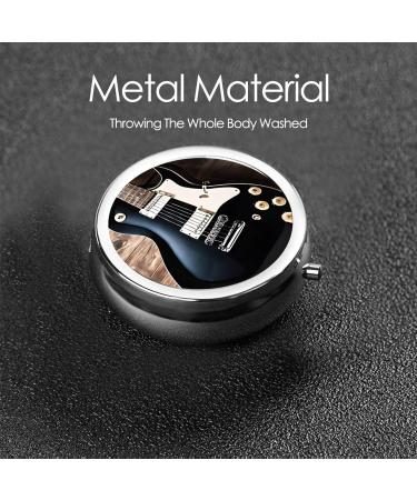 Musical Guitar Mini Round Pill Box | 3 Compartment Travel Pill Organizer | Portable Medicine Case for Home & Office - Buy Online on GoSupps.com