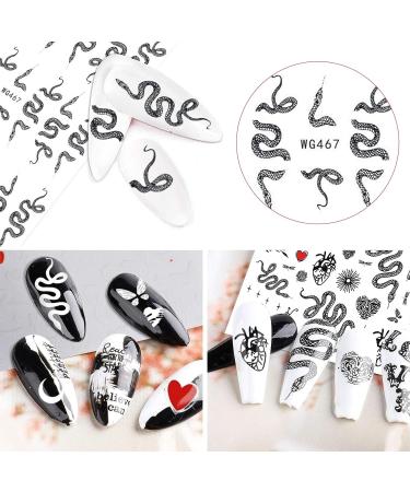 Kalolary 6 Sheets 3D Snake Nail Art Stickers - Self-Adhesive Hot Snake Flower Pattern Decals for Women and Girls - DIY Nail Design Decoration - Buy Online on GoSupps.com