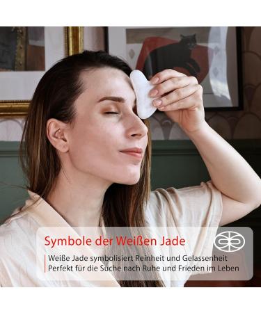 Rena Chris 100% Natural Jade Gua Sha Stein for Jaw Shaping & Reducing Swelling | Daily Skincare Routine Set (White Jade) - Shop Internationally - Buy Online on GoSupps.com