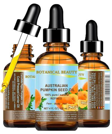 Botanical Beauty Australian PUMPKIN SEED OIL Pure Natural Virgin Unrefined Cold Pressed Carrier Oil. 4 Fl.oz.- 120 ml. for Face Skin Hair Lip Nails