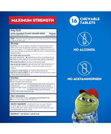 Mucinex Children's Mighty Chews - Kids Cough Suppressant with Dextromethorphan | Easy Dose Mixed Berry Flavor | 16 Chewable Tablets for Travel - Buy Online on GoSupps.com