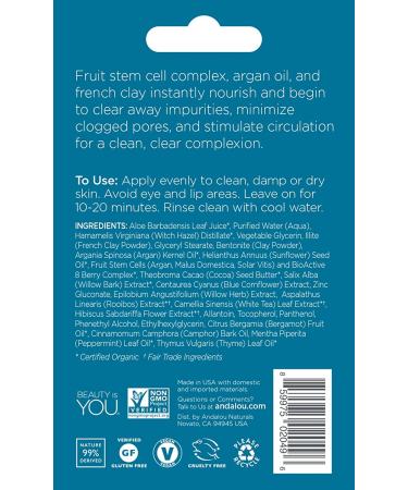 Buy Andalou Naturals Instant Clarity Argan Oil & Blue Clay Face Mask 0.28 oz â€“ Revitalize Your Skin - Buy Online on GoSupps.com