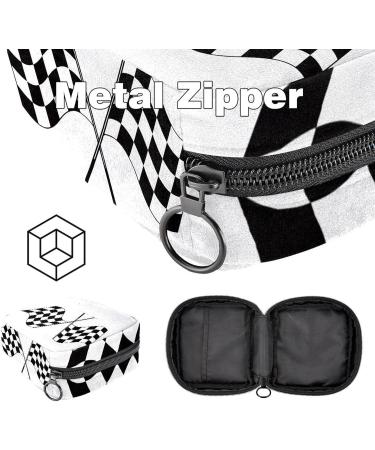 Black & White Checkered Bandage Storage Bag for Menstrual Cup - Portable Zipper Pocket for Teens & Women - Buy Online on GoSupps.com