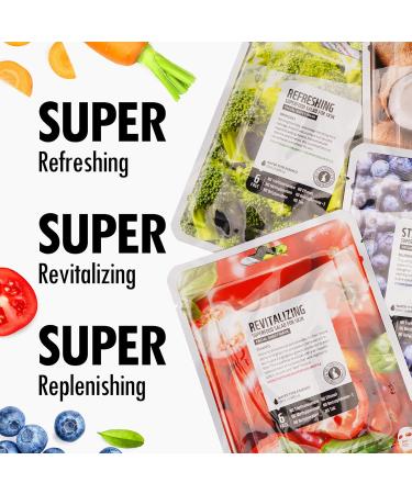 FARMSKIN Superfood Salad Sheet Mask Set of 6 - Nourishing Korean Face Masks with Mangosteen Broccoli Carrot Coconut Blueberry & Tomato - Refreshing & Cruelty-Free Skincare - Buy Online on GoSupps.com