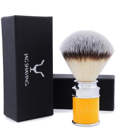 JAG Shaving Razor brush - synthetic silver spitz hair shaving brush - shaving cream brush - razor brush for men and women - yellow color - shaving brush for rich foam