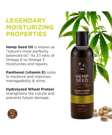 Hemp Hair Conditioner - 8 oz | Nourishing Hemp Seed Oil Coconut Oil & Vitamin E | Vegan & Cruelty-Free | Soft & Smooth Hair - Nag Champa Scent - Buy Online on GoSupps.com