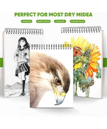 Soucolor 9x12 Sketch Book - 100 Sheets Spiral Bound Artist Drawing Pad - Acid Free Paper - Ideal for Painting, Sketching and Art - Black Cover - Buy Online on GoSupps.com