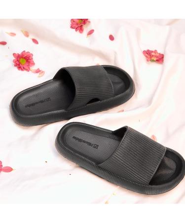 Unisex Pillow Slides | Ergonomic Design for Comfort | Indoor & Outdoor Sandals | Shower & Spa Ready | Foot Pain Relief | Non-Slip | Black 7.5-8.5 Women/6-7 Men - Buy Online on GoSupps.com