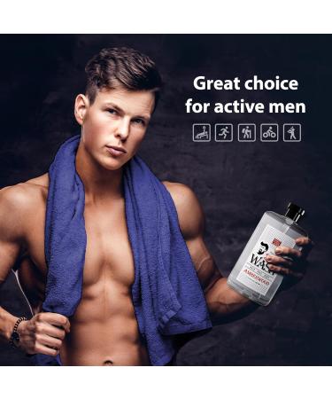 Men's 3-in-1 Body Wash with Amber Wood Oil - Moisturizing All-in-One Soap, Shampoo, Face Wash, Shower Gel - 33.8 Fl Oz (2-pack) - Buy Online on GoSupps.com