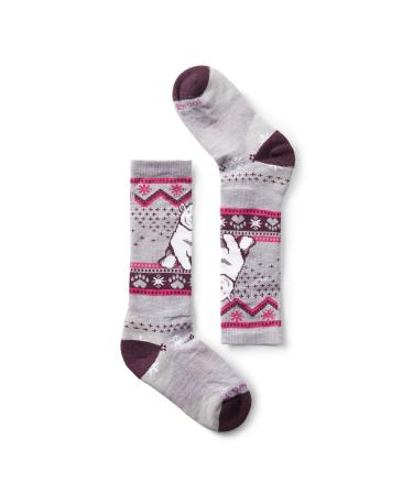 Smartwool Unisex-Youth Kids' Wintersport Full Cushion Polar Bear Pattern OTC Socks L PURPLE ECLIPSE