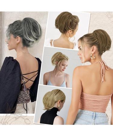 BARSDAR Rades Haar Dutt Extension - Short Gray & White Chignon with Clip | 20cm Synthetic Hair Part for Women - Buy Online on GoSupps.com