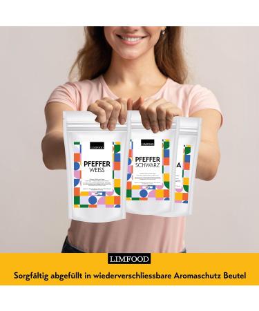 Limfood White Pepper Whole - 200g | Pure White Peppercorns No Additives Intense Flavor | Shop Internationally - Buy Online on GoSupps.com