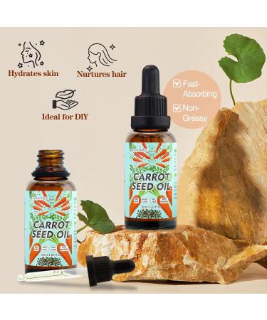 3Pack Carrot Seed Oil Pure Unrefined Cold Pressed Daucus Carota Moisturizer for Hair Skin and Nails Carrot Seed Moisturizer with Caratone for Face and Lip Care Body Massage oil - Buy Online on GoSupps.com