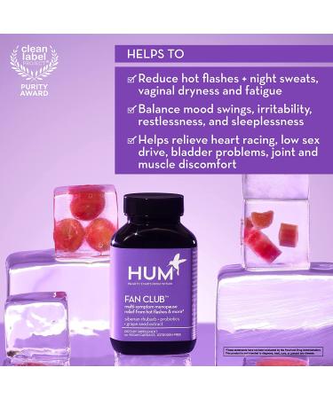HUM Fan Club Menopause Relief & Mood Probiotic with Siberian Rhubarb - Hot Flash Relief & Menopause Support (30 Vegan Capsules) - Buy Online on GoSupps.com