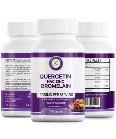 Quercetin with Bromelain NAC and Zinc - Powerful Quercetin Blend - 2230mg per Serving - Immune & Respiratory Support - Non-GMO Gluten-Free Vegan - 120 Veggie Caps - Buy Online on GoSupps.com
