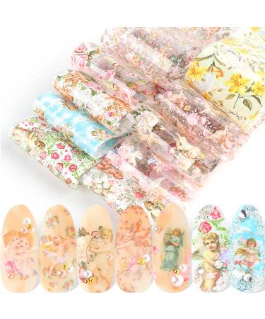 Nail Art Supplies Baroque Full Wrap Cupid Rose Flower Angel Transfer Stickers Decals Nail Foils(10) - Buy Online on GoSupps.com