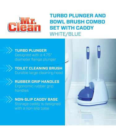 Mr. Clean Turbo Plunger and Bowl Brush Caddy Set - Blue/White 1-Pack - Buy Online on GoSupps.com