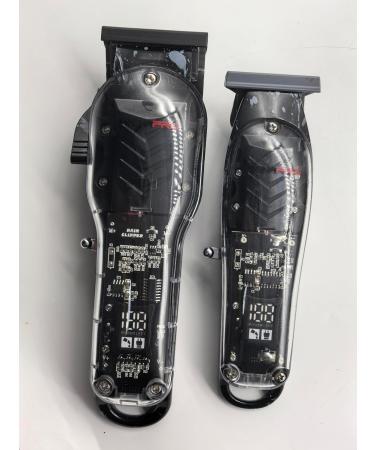 Hiena Pro Hair Clippers Men + T Liners Hair Trimmer Set Barber Cordless Professional Clippers for Hair Cutting with Led Display Gifts for Men Black - Buy Online on GoSupps.com