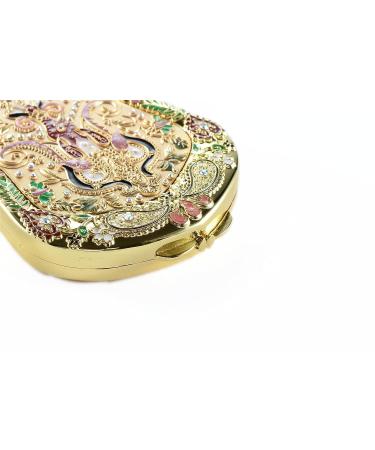 Jinvun Antique-Like Compact Mirror: Durable Travel Makeup Mirror - Shield Shape, Magnification, & Clear Reflection - Vintage Design - Unique Jewellery Gift - Gold02 - Buy Online on GoSupps.com