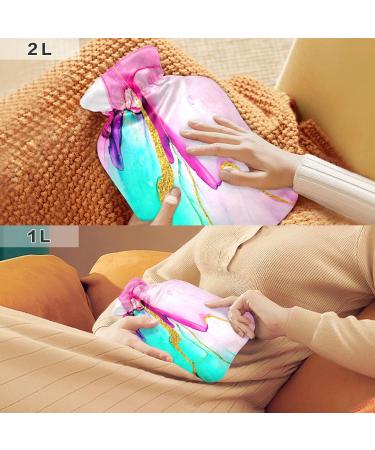 Bright Smoke Marble Hot Water Bottle | 2L Soft Plush Cover | Winter Warmth for Kids Men & Women - Buy Online on GoSupps.com
