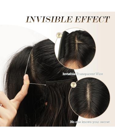 FESHFEN Invisible Wire Hair Extensions - Long Wavy 20 Inch Ash Blonde - Adjustable Size - 2 Secure Clips - Synthetic Hair Headband for Women - Buy Online on GoSupps.com