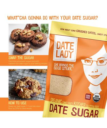 Organic Date Sugar 1 lb - Vegan, Paleo, Gluten-free & Kosher - 100% Ground Dates - Sugar Substitute for Baking - Contains Fiber - 1 Bag (16 Ounce) - Buy Online on GoSupps.com