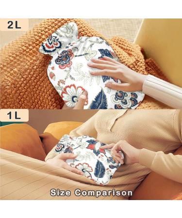 NAANLE Hot Water Bottle with Cover - Ethnic Paisley Flower Design 1L Transparent Water Bottle for Back Pain Relief & Hand/Foot Warmers | Hot & Cold Therapy - Buy Online on GoSupps.com