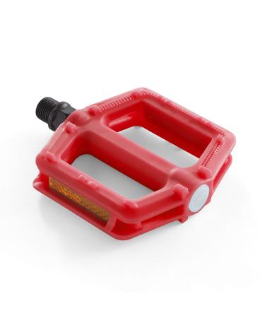 BW Youth Bicycle Pedals  Kids Sized Bike Pedals with 9/16 Spindle  Multiple Color Options Available Red