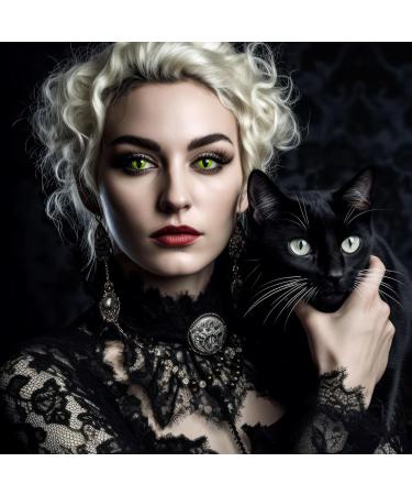 Aricona Poison Green Cat Eye Contact Lenses - Colorful Motif Lenses for Carnival & Costume Parties - 2 Pieces - Buy Online on GoSupps.com