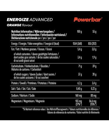 Powerbar Energize Advanced Orange 15x55g - High Carbon Energy Bar + C2MAX - Buy Online on GoSupps.com