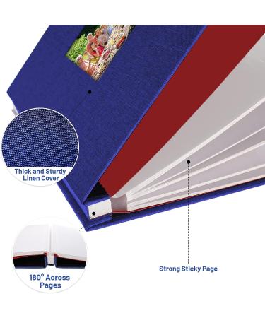 Hautoco Large Self-Adhesive Photo Album for 4x6 and 8x10 Pictures - 60 Pages Scrapbook with Metallic Pen - Blue - Buy Online on GoSupps.com