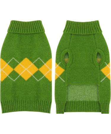 Knitted Winter Dog Sweater Vest | Warm Pet Clothing for Small Dogs & Cats | Cozy Puppy Costume in Green - Buy Online on GoSupps.com