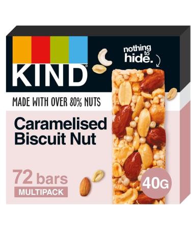KIND Bars Bulk Pack High Fibre Gluten Free Snack Bars Caramelised Biscuit Nut No Artificial Colours Flavours or Preservatives 72 x 40g bars - Buy Online on GoSupps.com
