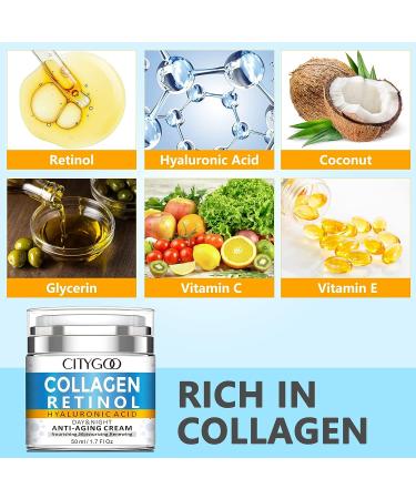 Anti Aging Collagen & Retinol Face Cream with Hyaluronic Acid - 1.7 Fl Oz - Buy Online on GoSupps.com