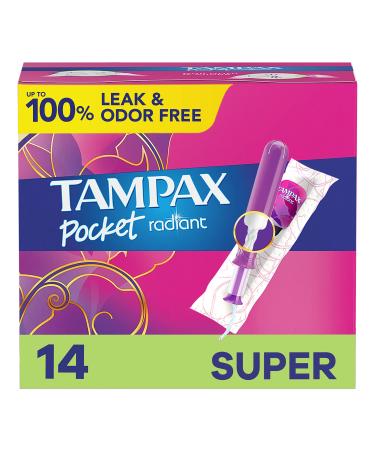 Tampax Radiant Tampons Super Absorbency with Leakguard Braid Unscented 14 Ct