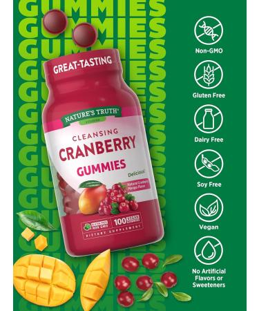 Nature's Truth Cranberry Gummies - 100 Vegan Gummies, Natural Cranberry Mango Flavor - Vegan, Non-GMO, Gluten Free - Buy Online on GoSupps.com