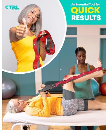 Stretching Strap with Loops - Non Elastic Yoga & Physical Therapy Band - 10 Loops for Flexibility & Exercise - Red - Buy Online on GoSupps.com