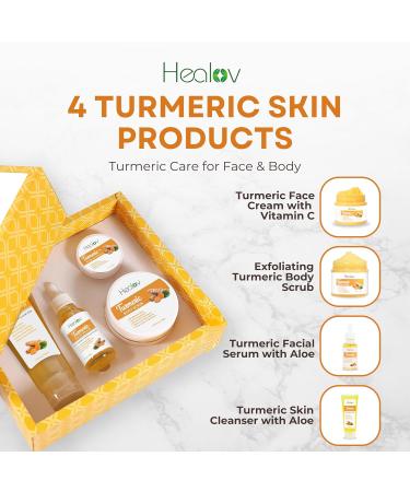 Turmeric Skincare Set | Brightening & Acne Solutions | Cleanser Body Scrub Face Cream & Serum - Buy Online on GoSupps.com