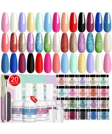 Saviland 29pcs Nail Dip Powder Kit, 20 Colors Dip Powder Nail Kit with 15ml Dip Powder Liquid Set Base & Top Coat Activator Brush Saver for Nail Beginners and Professionals, gift for ladies D-Fantastic night - Buy Online on GoSupps.com