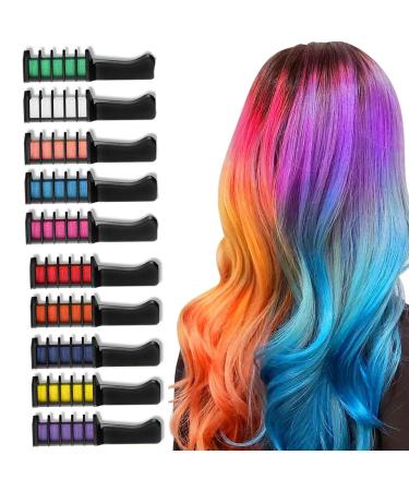 Hair Chalk Comb 10PCS Hair Chalks for Girls Temporary Non-Toxic Hair Coloring for Kids Washable Hair Chalk Dye for Kids Kids Makeup Sets for Girls for Halloween Makeup Birthday Washable