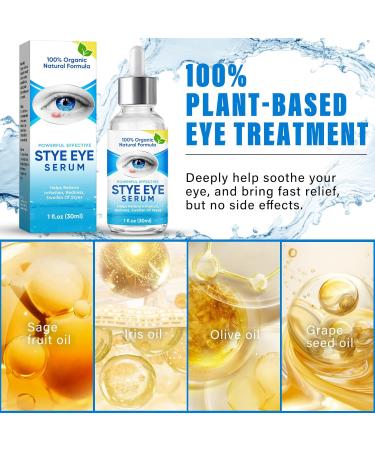 Stye Eye Treatment Natural Stye Eye Relief Serum for Styes Chalazion and Blepharitis Restored Healthier Eye Skin Blue - 1 Oz - Buy Online on GoSupps.com