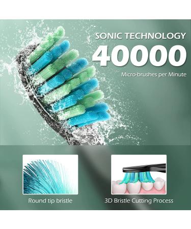 Electric Toothbrush for Adults with 8 Brush Heads | 40000 VPM Deep Clean | 5 Modes | Rechargeable & Fast Charging | Lasts 30 Days | Black - Buy Online on GoSupps.com