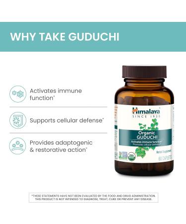 Himalaya Organic Guduchi - Herbal Active Immune Support Supplement with Antioxidant Support for Cellular Defense - 60 Caplets - Buy Online on GoSupps.com