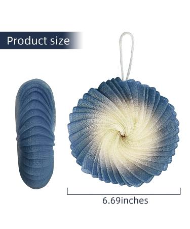 Soft Mesh Pouf Bath Sponge - Washable Reusable Shower Loofah - Gentle Exfoliating Scrubber - Grey Blue - Buy Online on GoSupps.com